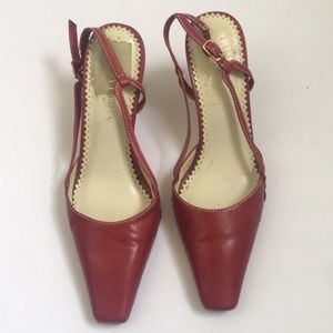 Lauren Ralph Lauren Red Leather Slingback Heels